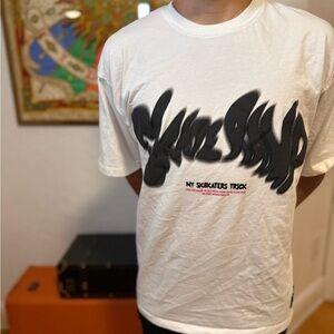 Preowned, Zara boys white skateboard short sleeve tshirt, 11/12